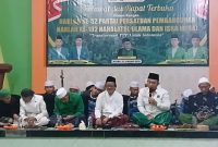 Ketua DPC PPP Kabupaten Blora, Muhamad Ahmad Faishol saat sambutan dalam rangka Harlah PPP ke 52.