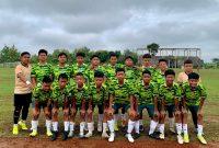 Atlit SMP Negeri 1 Blora dalam mengikuti Popda dalam Cabor Sepakbola di Stadion Kridaloka.