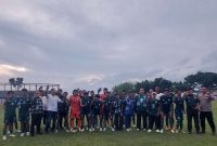 Bupati Blora Arief Rohman, Forkopimda bersama tim pemain Persikaba Blora di Stadion Kridaloka Jepon, Blora.