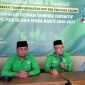 Ketua PKB Blora dua periode masa bakti  2016 - 2026 Abdul Hakim bersama Ketua DPRD Blora Mustopa dalam konferensi pers di Gedung PKB Blora.
